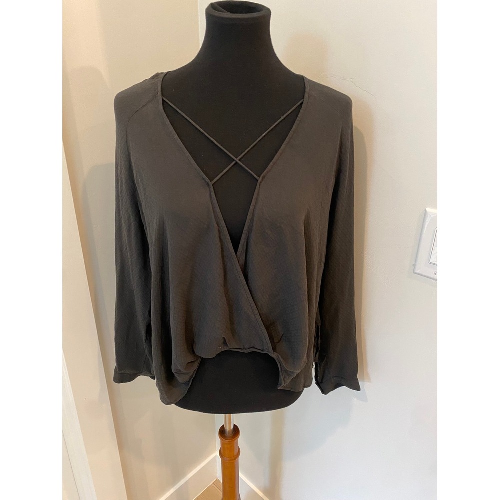 Urban Outfitters- Silence + Noise- Gray Strappy V-Neck Surplice Blouse Medium